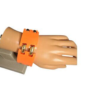 Women's Statement Neon Orange Gold Plated Magnetic Clasp
